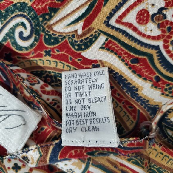 Lord & Taylor Vtg Silk Paisley Mini Chemise Slip Dress Size L Boho Forest Fairy - Picture 8 of 9